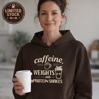 Load image into Gallery viewer, Caffeine Weights &amp; Protein Shakes | Funny Coffee Gym Hoodie for Women