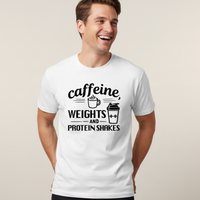 Load image into Gallery viewer, Caffeine Weights &amp; Protein Shakes | Men's Coffee Gym Tee