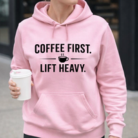 Load image into Gallery viewer, Coffee First Lift Heavy | Men's Coffee Gym Hoodie